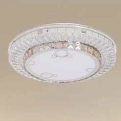 PLAFONIERA SOFFITTO 65W Ø50CM LED DESIGN A STRATI CON CRISTALLI BOLLE LUCE FREDDA 51369