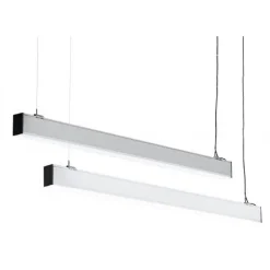 PLAFONIERA 40W 120CM CON CAVI SOSPENSIONE ALLUMINIO SILVER ILLUMINAZIONE LUCE 6500K 00640