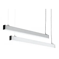 PLAFONIERA 40W 120CM CON CAVI SOSPENSIONE ALLUMINIO SILVER ILLUMINAZIONE LUCE 4000K 00657