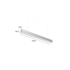 PLAFONIERA 40W 120CM CON CAVI SOSPENSIONE ALLUMINIO SILVER ILLUMINAZIONE LUCE 4000K 00657