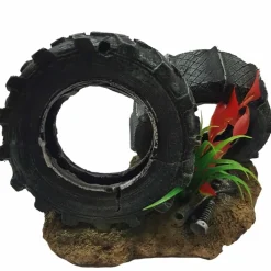 PNEUMATICO RUOTA RUOTE 18x11x12cm ORNAMENTO ACQUARIO DECORAZIONI ARREDO PIETRA