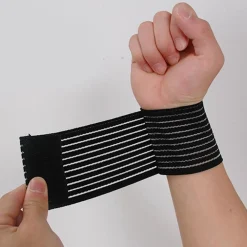 POLSO BENDA POLSIERA FASCIATURA DI SUPPORTO POLSINO ELASTICO ACCESSORI NERO