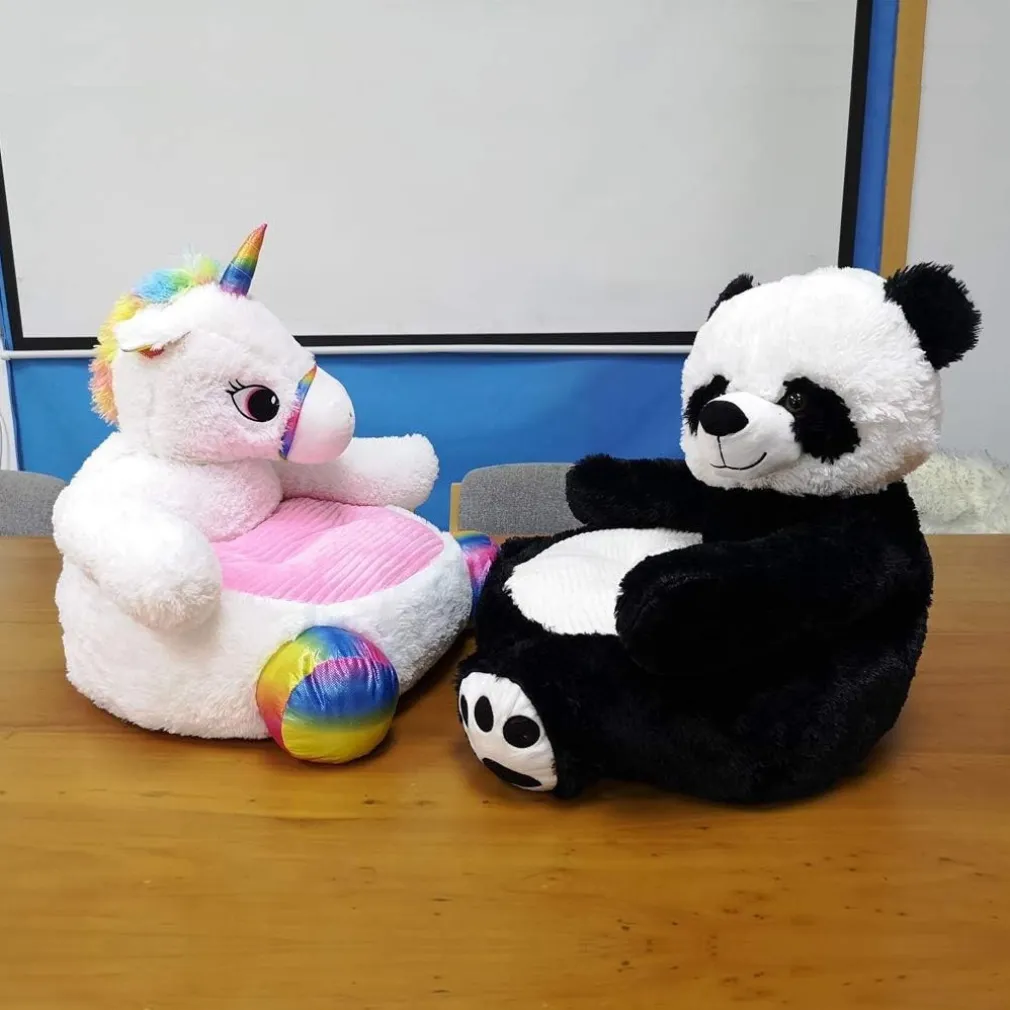 POLTRONA DIVANO PER BAMBINI SEDIA IN MORBIDO PELUCHE ANIMALE VARI SOGGETTI