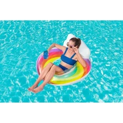 POLTRONA GONFIABILE CON SCHIENALE PORTABICCHIERE FASHION RAINBOW DREAM 107CM 43647