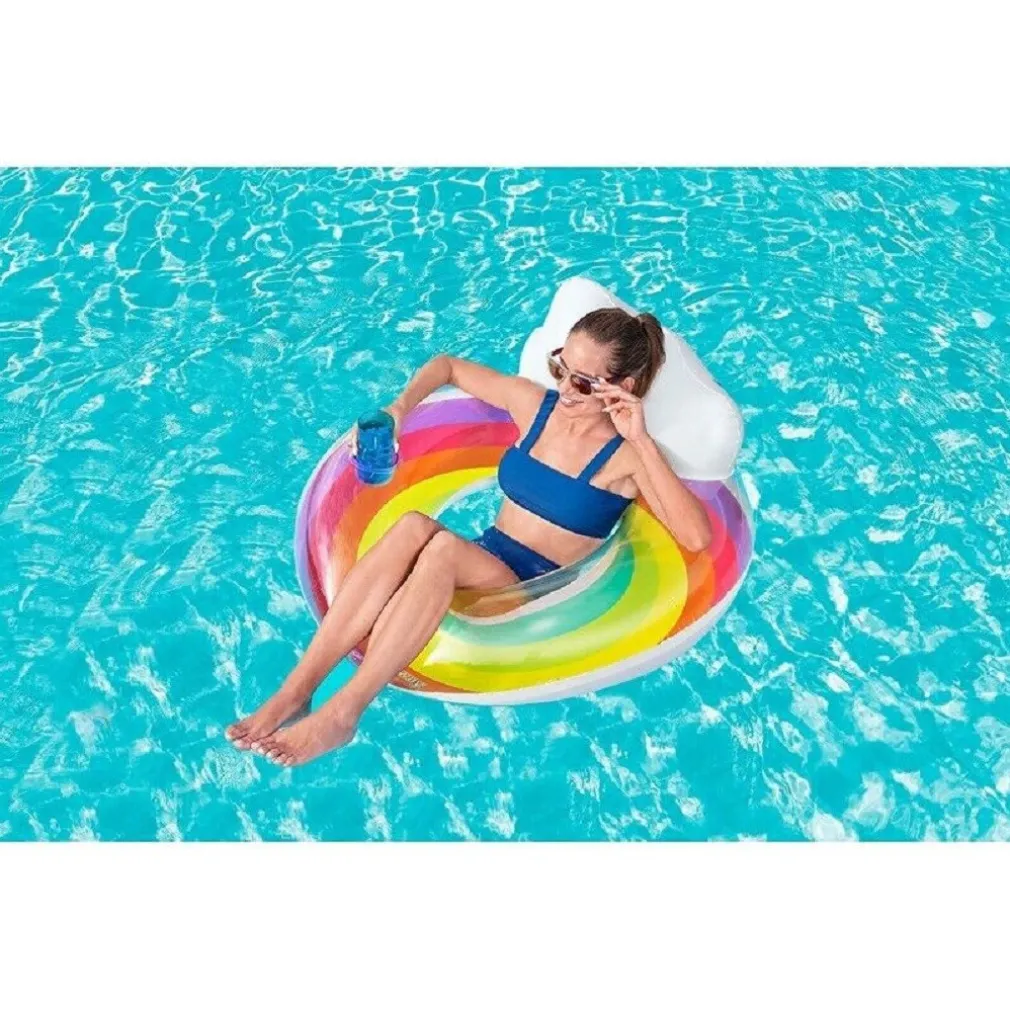 POLTRONA GONFIABILE CON SCHIENALE PORTABICCHIERE FASHION RAINBOW DREAM 107CM 43647