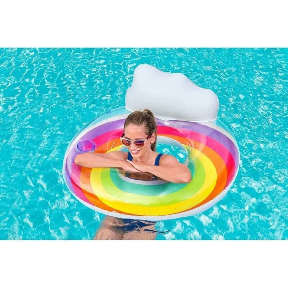 POLTRONA GONFIABILE CON SCHIENALE PORTABICCHIERE FASHION RAINBOW DREAM 107CM 43647