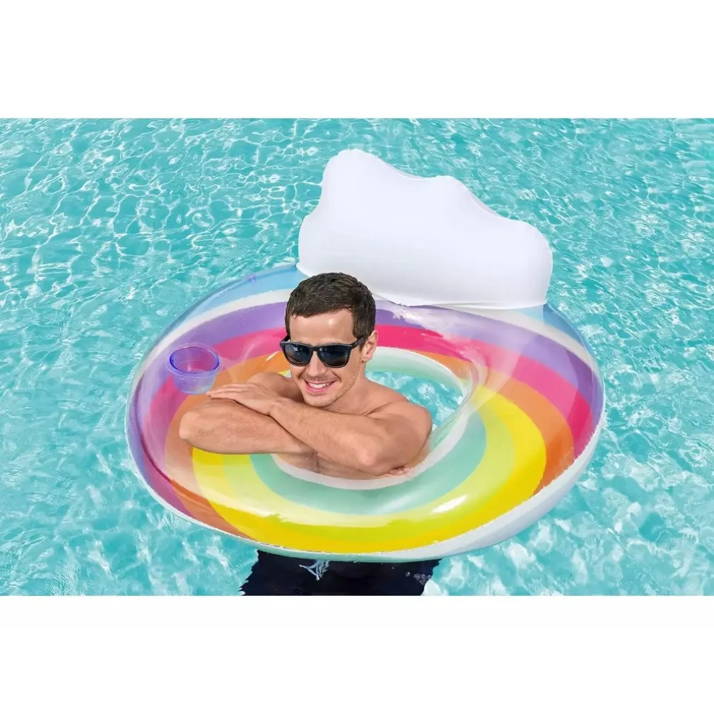 POLTRONA GONFIABILE CON SCHIENALE PORTABICCHIERE FASHION RAINBOW DREAM 107CM 43647