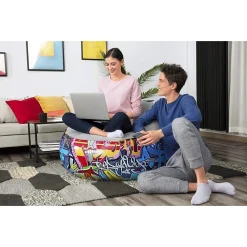POLTRONA GONFIABILE POUF PUFFO GRAFFITI STREET ART 112X112X66 CM 3 COLORI 75075