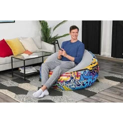 POLTRONA GONFIABILE POUF PUFFO GRAFFITI STREET ART 112X112X66 CM 3 COLORI 75075