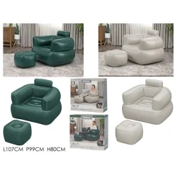 POLTRONA GONFIABILE RELAX COMFORT CON BRACCIOLI POUF POGGIAPIEDI COMFI CUBE 107X99X80CM