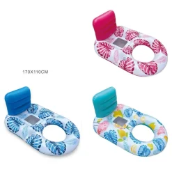 POLTRONA LOUNGE GONFIABILE GALLEGGIANTE CON PORTABICCHIERI PISCINA 170X110CM 628534