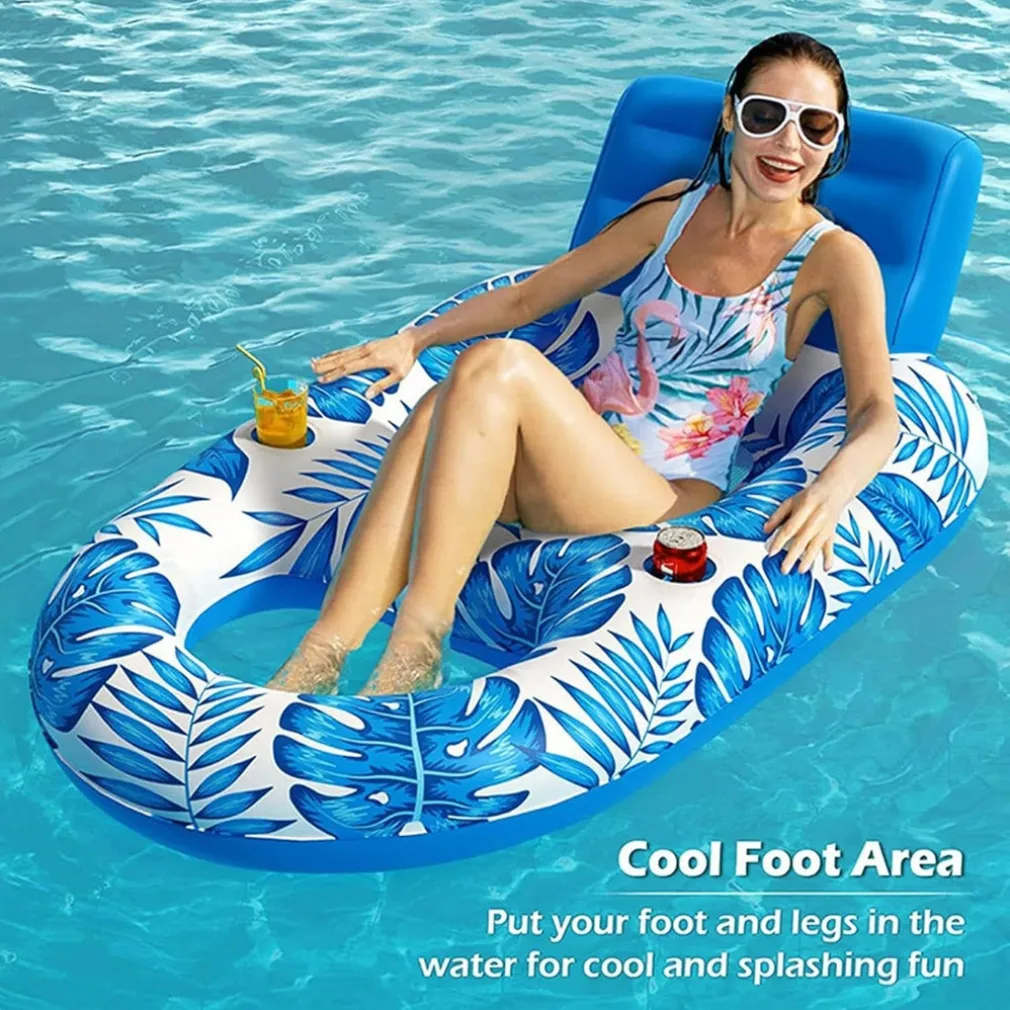 POLTRONA LOUNGE GONFIABILE GALLEGGIANTE CON PORTABICCHIERI PISCINA 170X110CM 628534