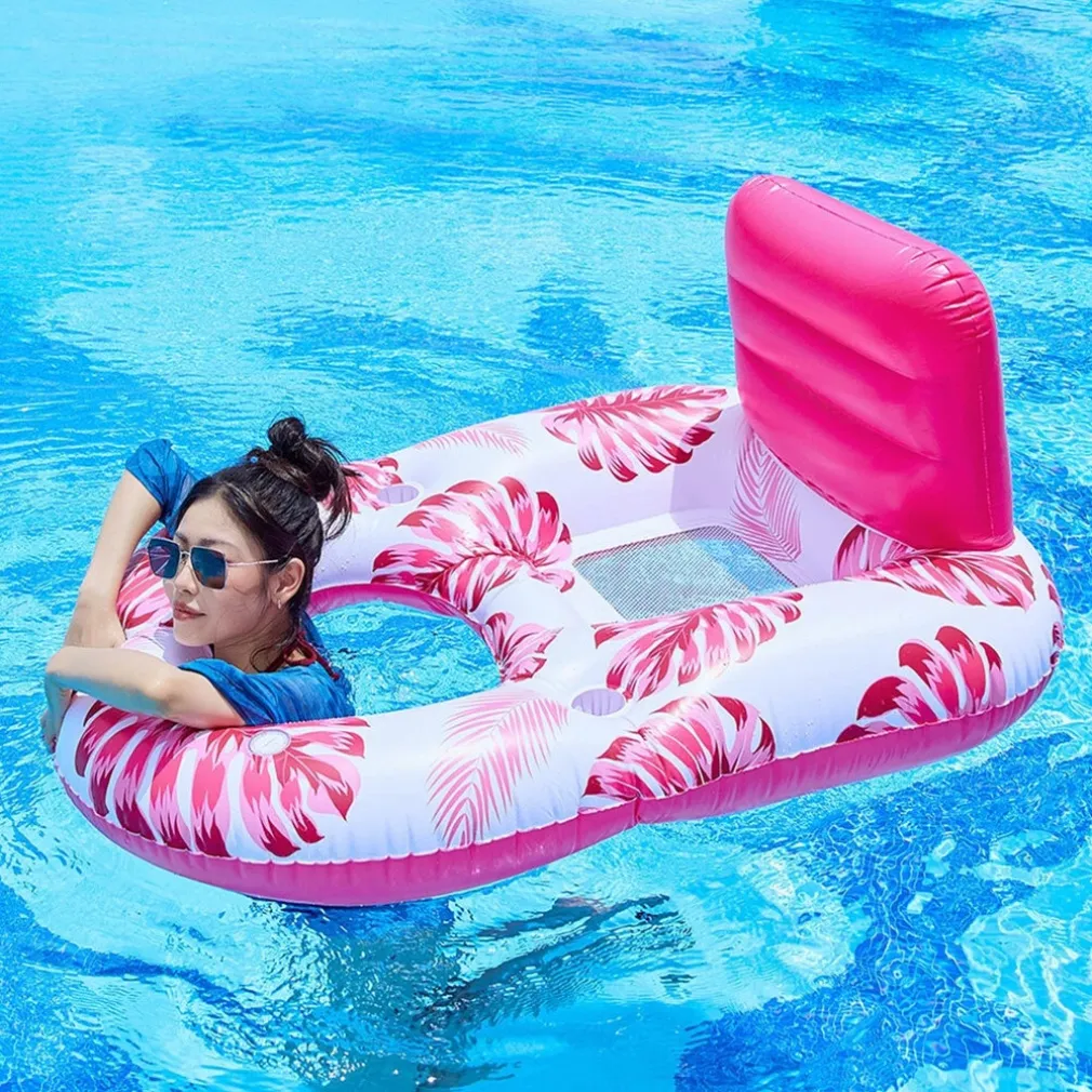 POLTRONA LOUNGE GONFIABILE GALLEGGIANTE CON PORTABICCHIERI PISCINA 170X110CM 628534