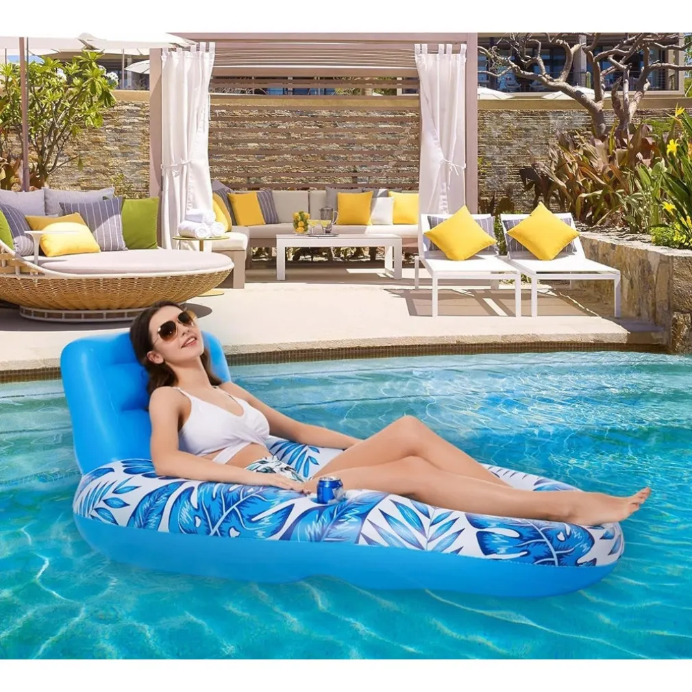 POLTRONA LOUNGE GONFIABILE GALLEGGIANTE CON PORTABICCHIERI PISCINA 170X110CM 628534