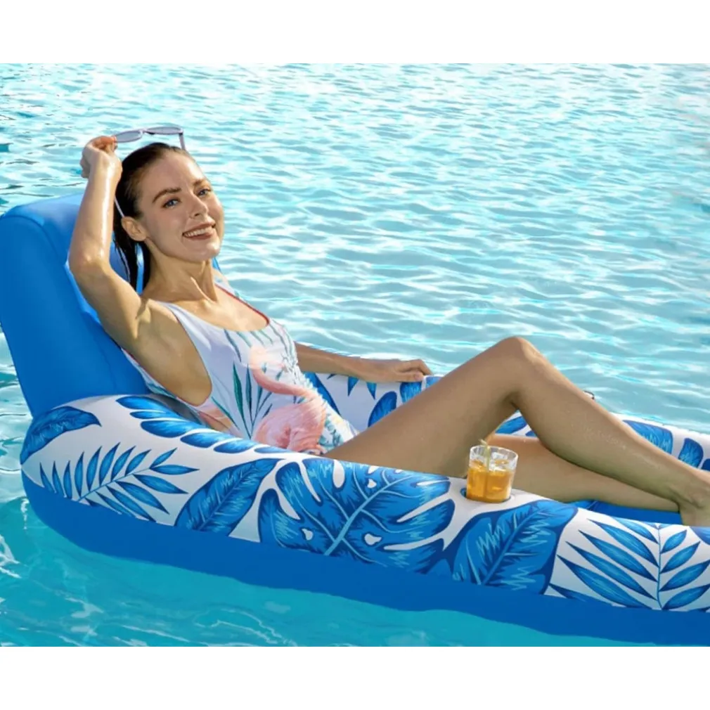 POLTRONA LOUNGE GONFIABILE GALLEGGIANTE CON PORTABICCHIERI PISCINA 170X110CM 628534
