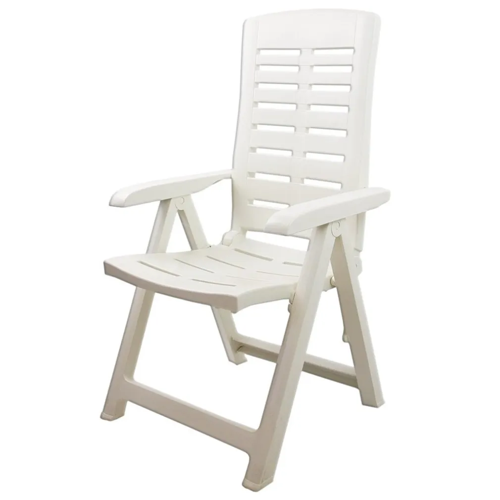 POLTRONA PIEGHEVOLE DA GIARDINO CON SCHENALE REGOLABILE COMODI BRACCIOLI BIANCA 008939