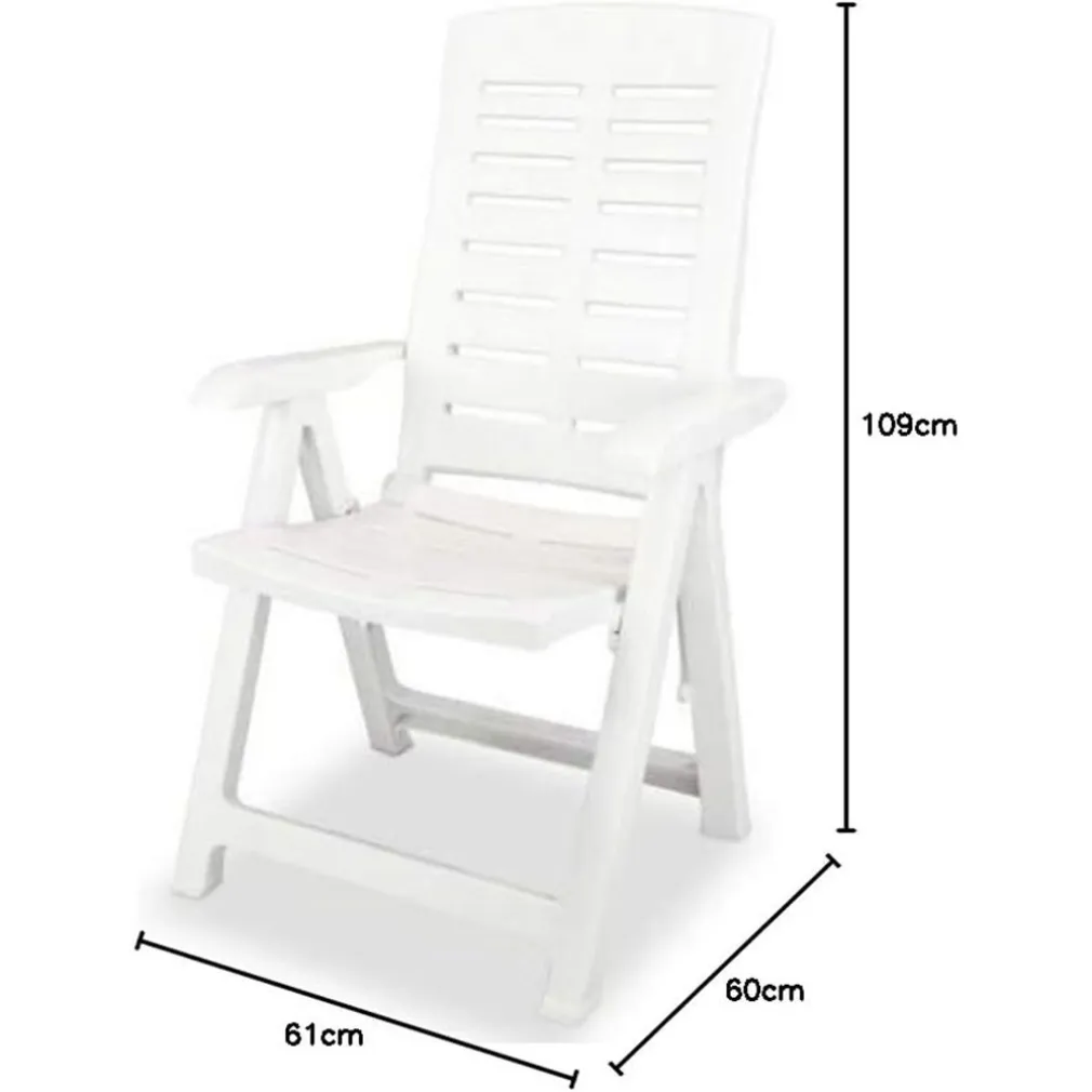 POLTRONA PIEGHEVOLE DA GIARDINO CON SCHENALE REGOLABILE COMODI BRACCIOLI BIANCA 008939