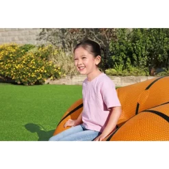 POLTRONA POUF GONFIABILE DESIGN PALLA DA BASKET BAMBINI RAGAZZI 114X112X66CM 75103