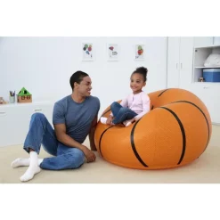 POLTRONA POUF GONFIABILE DESIGN PALLA DA BASKET BAMBINI RAGAZZI 114X112X66CM 75103