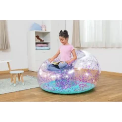 POLTRONA POUF GONFIABILE GLITTER DREAM PER BAMBINI +6 ANNI 114 X 112 X 66 CM 75115