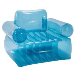 POLTRONA TRASPARENTE BLU GONFIABILE CON SCHIENALE 109X109X79CM USO INTERNO 66503