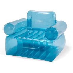 POLTRONA TRASPARENTE BLU GONFIABILE CON SCHIENALE 109X109X79CM USO INTERNO 66503