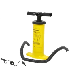 POMPA A MANO 38/40CM GONFIATORE MANUALE GIALLO CON TUBO FLESSIBILE 2 ADATTATORI 016971