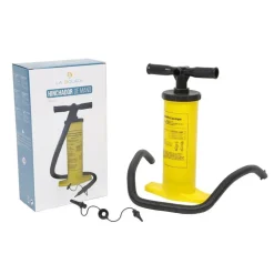 POMPA A MANO 38/40CM GONFIATORE MANUALE GIALLO CON TUBO FLESSIBILE 2 ADATTATORI 016971