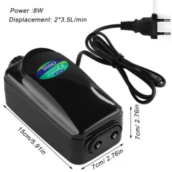 POMPA ARIA AREATORE AERATORE PER ACQUARIO A 2 VIE CON REGOLATORE 2 x 3.5L/min 8W