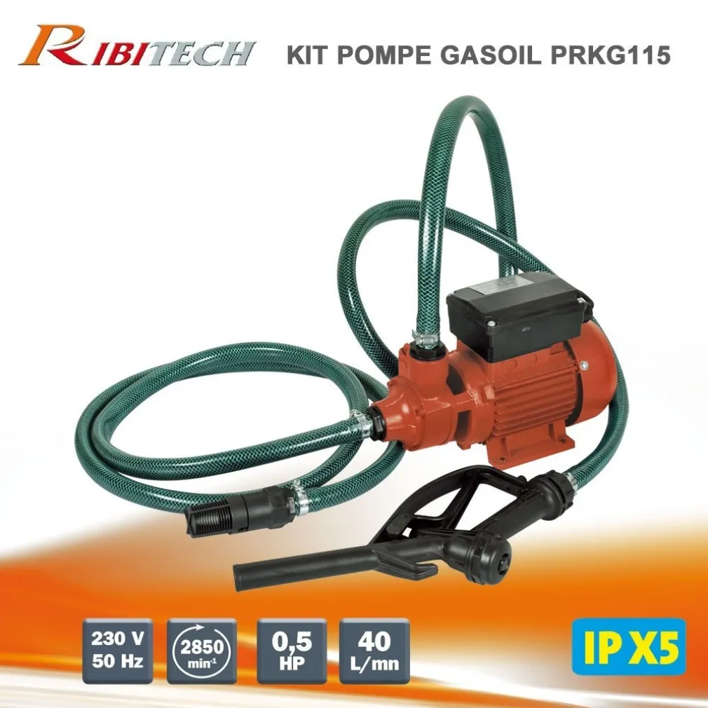 POMPA GASOLIO RIBITECH PRKG115 40l/min PER TRAVASO CARBURANTE DIESEL BENZINA