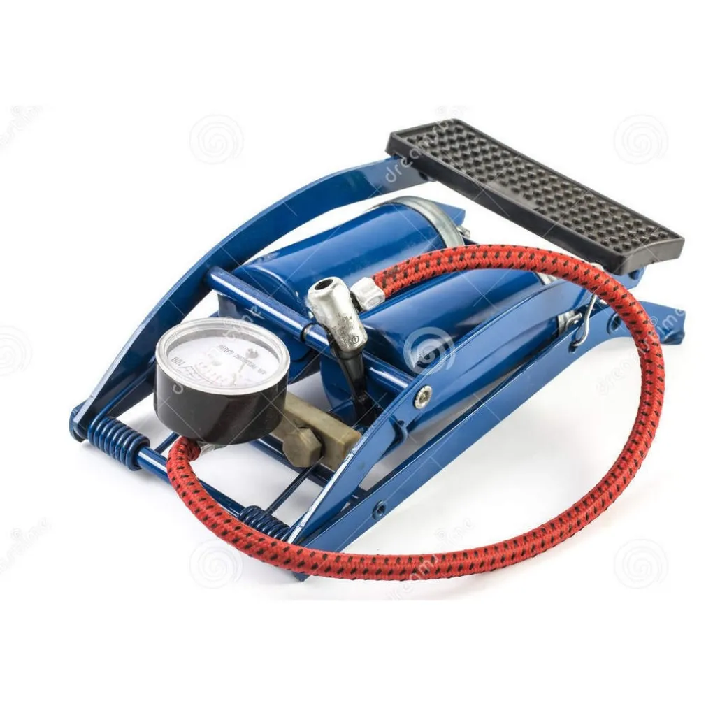 POMPA GONFIATORE A PEDALE DOPPIO CILINDRO PER PNEUMATICI PROFESSIONALE 2 TUBI