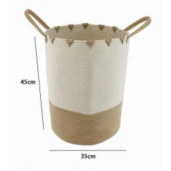 PORTA BIANCHERIA SPORCA CESTO TESSUTO CESTINO BICOLORE CON MANICI 35X45CM 10661