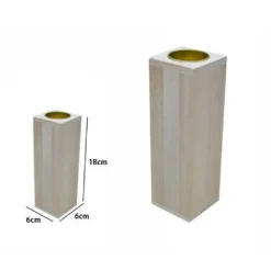 PORTA CANDELA BASE PORTACANDELA LUMINI IN LEGNO NATURALE 18CM DECORAZIONE 53738A