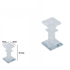 PORTA CANDELA VETRO DIAMANTI CANDELIERE IDEA REGALO BOMBONIERA CRISTALLO 6X6X9.7