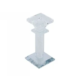 PORTA CANDELA VETRO DIAMANTI CANDELIERE IDEA REGALO BOMBONIERA CRISTALLO 6X6X13