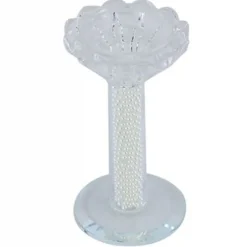PORTA CANDELA VETRO PERLE CANDELIERE IDEA REGALO BOMBONIERA CRISTALLO 11X5.8 CM