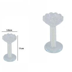 PORTA CANDELA VETRO PERLE CANDELIERE IDEA REGALO BOMBONIERA CRISTALLO 11X5.8 CM