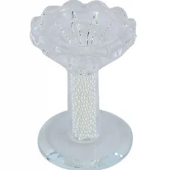 PORTA CANDELA VETRO PERLE CANDELIERE IDEA REGALO BOMBONIERA CRISTALLO 8.5X5.8 CM