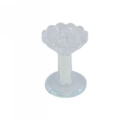 PORTA CANDELA VETRO PERLE CANDELIERE IDEA REGALO BOMBONIERA CRISTALLO 8.5X5.8 CM