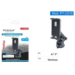 PORTA CELLULARE DA AUTO VENTOSA SMARTPHONE UNIVERSALE NAVIGATORE MAXTECH PT-C016
