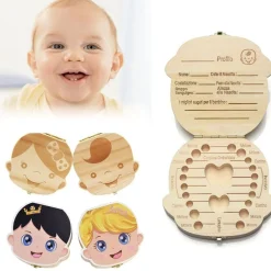 PORTA DENTINI SCATOLA IN LEGNO PER BAMBINO MASCHIETTO COFANETTO RICORDI NEONATO