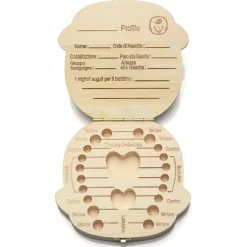 PORTA DENTINI SCATOLA IN LEGNO PER BAMBINO MASCHIETTO COFANETTO RICORDI NEONATO