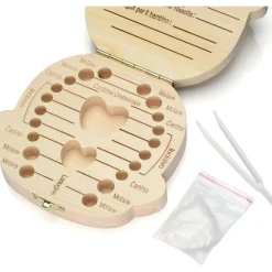 PORTA DENTINI SCATOLA IN LEGNO PER BAMBINO MASCHIETTO COFANETTO RICORDI NEONATO