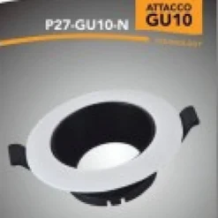 PORTA FARETTO AD INCASSO ORIENTABILE ATTACCO GU10 BIANCO E NERO P27-GU10-N