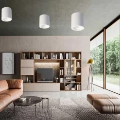 PORTA FARETTO APPLIQUE DA SOFFITTO IN GESSO VERNICIABILE CILINDRO GU10 GS-C140-T