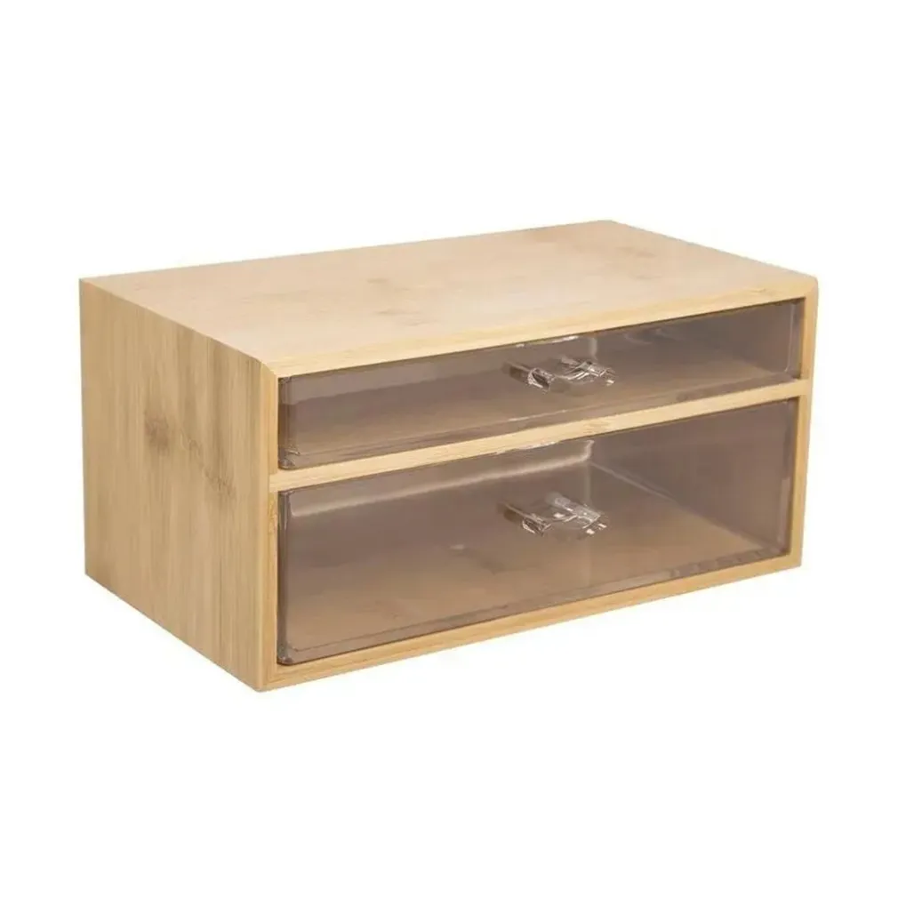 PORTA GIOIELLI COSMETICI CON 2 CASSETTI FORME DIVERSE ORGANIZER LEGNO 24.3X15.3X11CM 10831