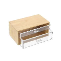 PORTA GIOIELLI COSMETICI CON 2 CASSETTI FORME DIVERSE ORGANIZER LEGNO 24.3X15.3X11CM 10831