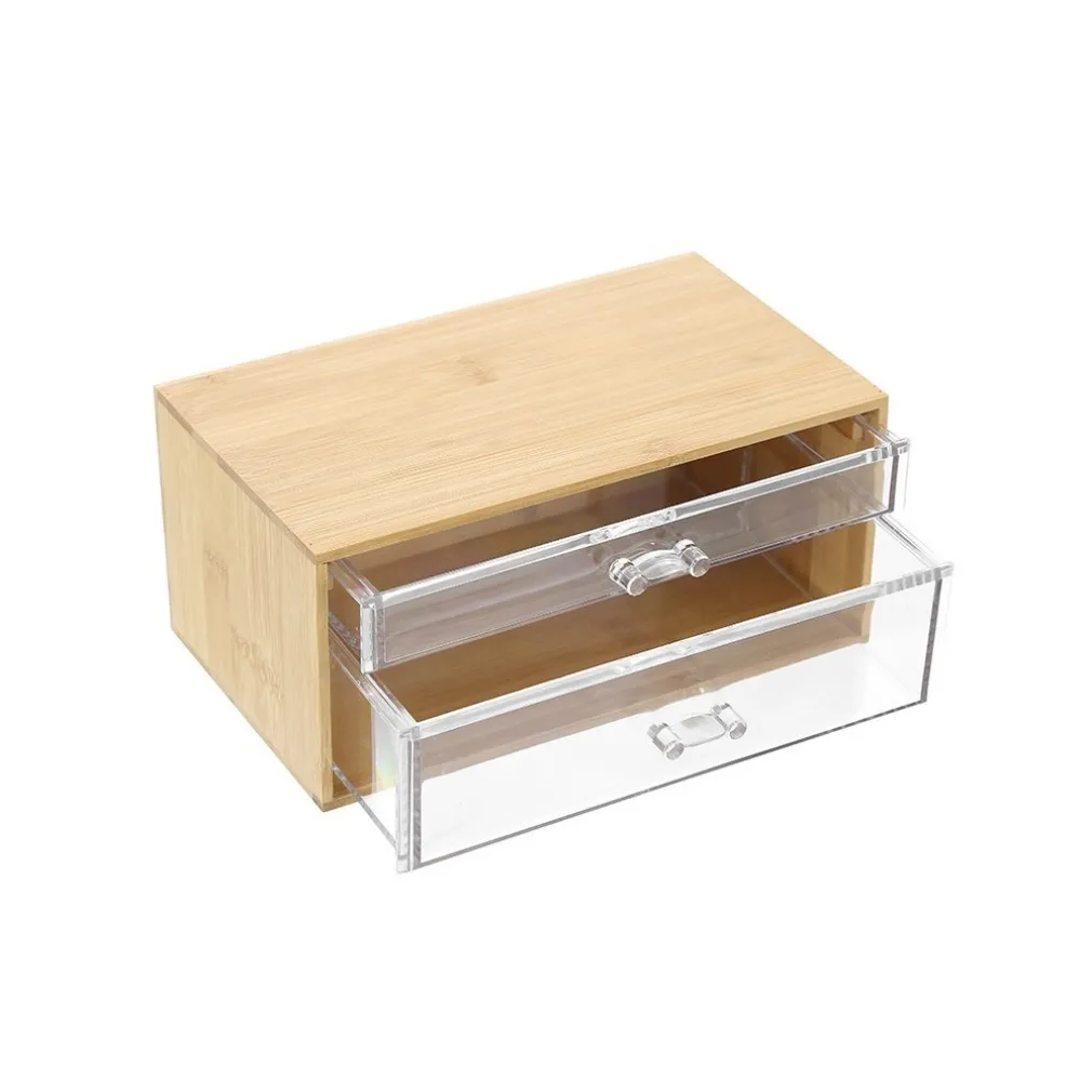 PORTA GIOIELLI COSMETICI CON 2 CASSETTI FORME DIVERSE ORGANIZER LEGNO 24.3X15.3X11CM 10831