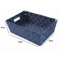 PORTA OGGETTI BLU CESTO IN TESSUTO INTRECCIATO 38 X 26 X 13CM CON MANIGLIE 79034