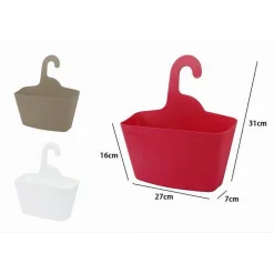 PORTA OGGETTI CESTINO CON GANCIO APPENDERE DOCCIA BAGNO CASA COLORI VARI 79460